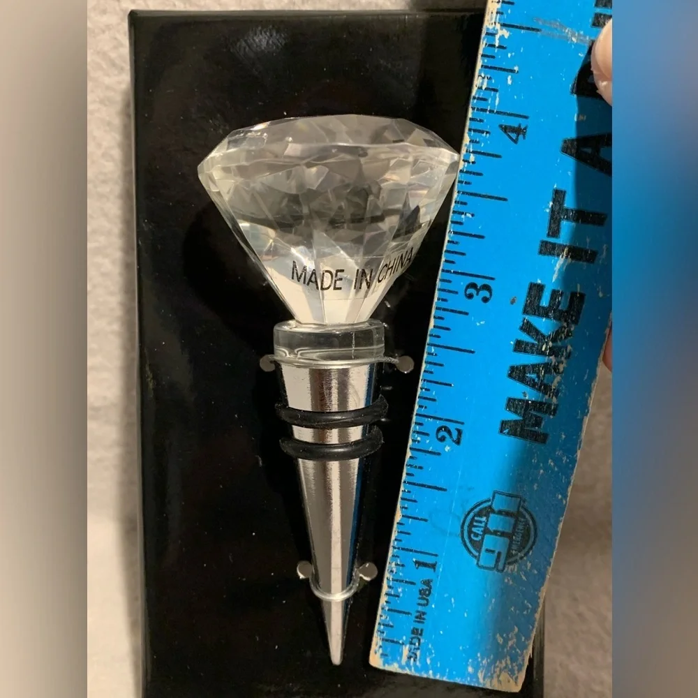 Oversized Clear Glass Crystal Diamond Cut 4” Wine Stopper Door Knob